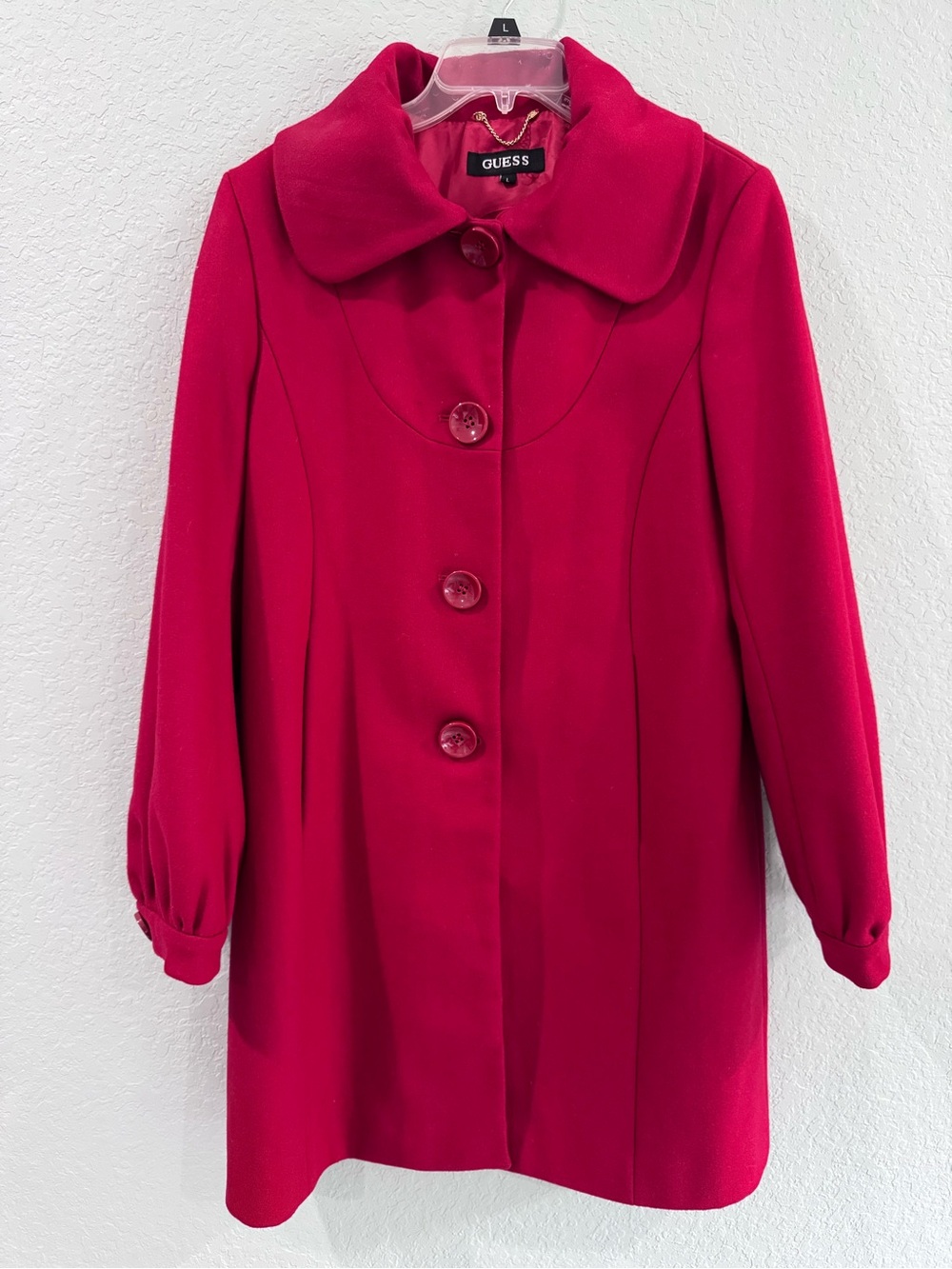 GUESS Women's Red Button-Front Coat